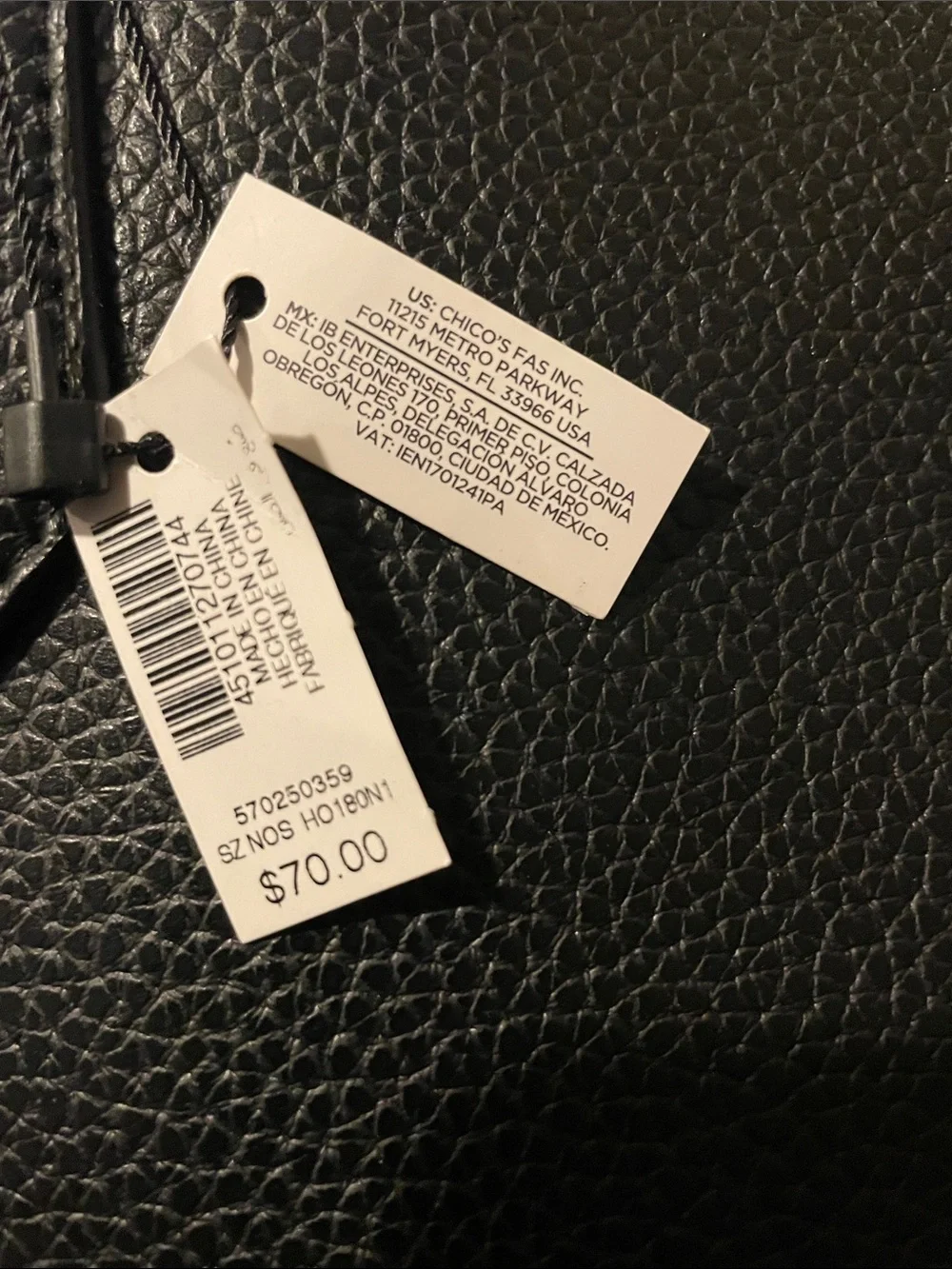 NWT | WHBM Black Faux-Leather Tote Bag